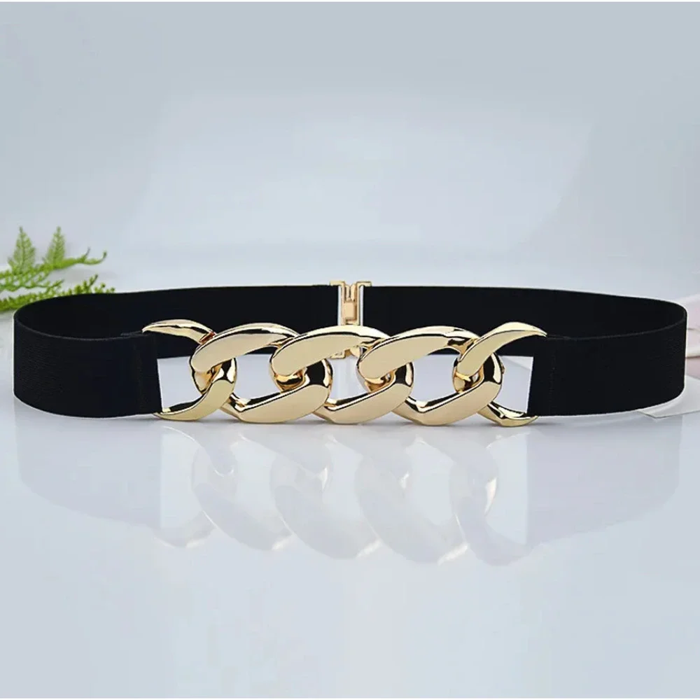 Black Metal Buckle Waist Belt